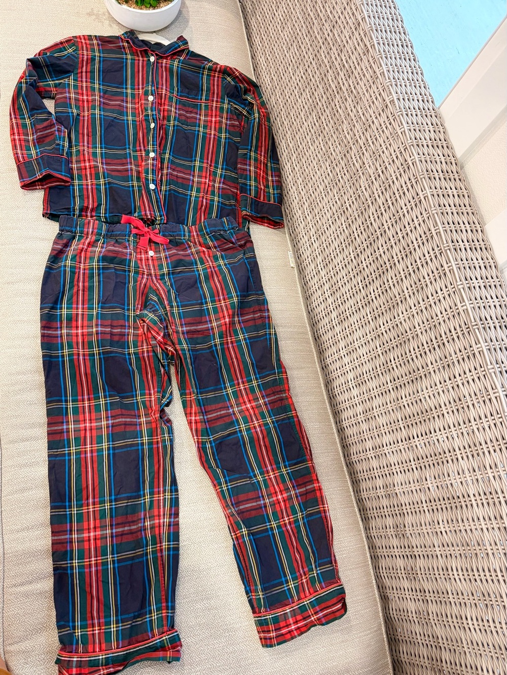 J. Crew Red & Navy Plaid Kids Pajama Set